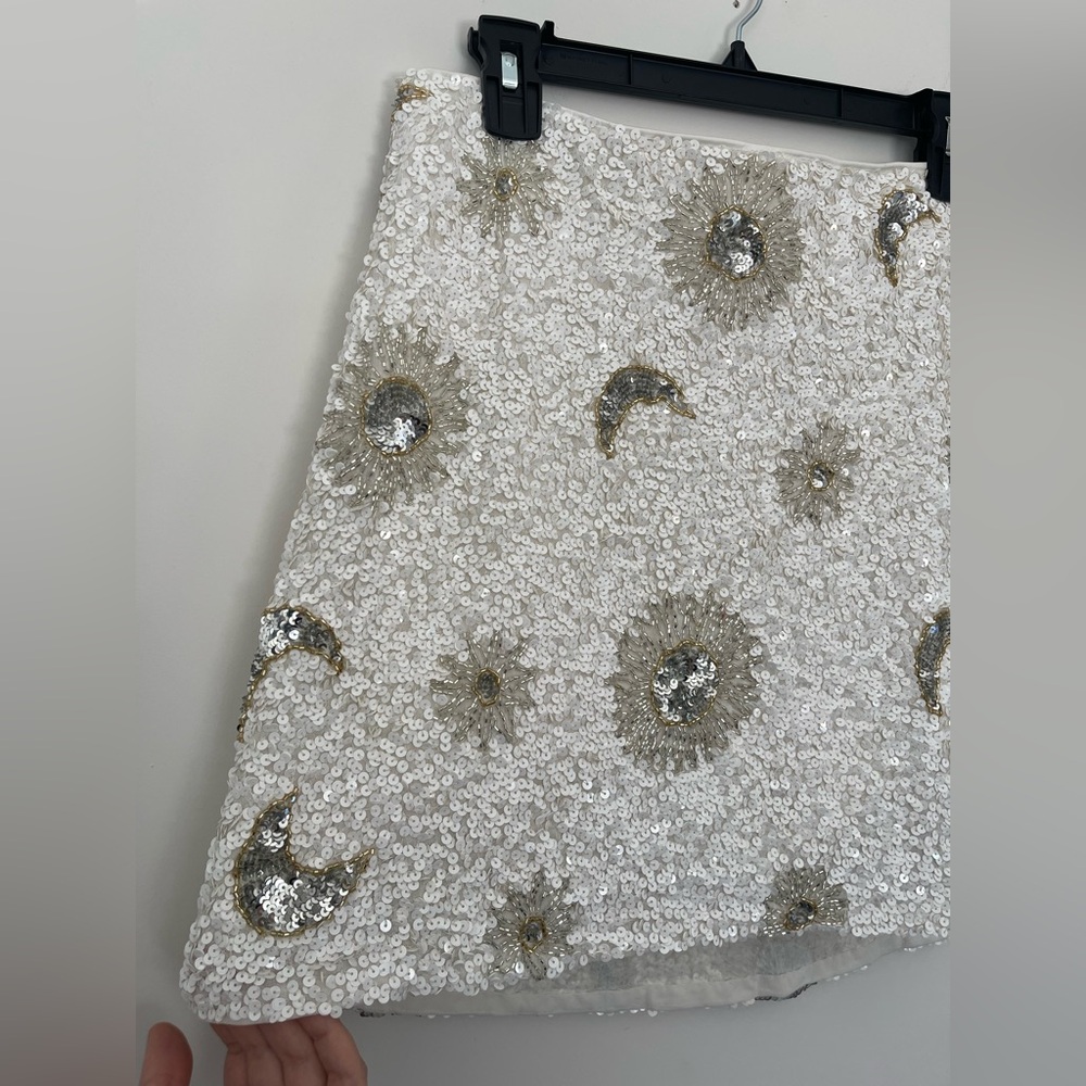 Show Me Your MuMu White Sequin Mini Skirt with Silver Embellishments - Picture 6 of 9